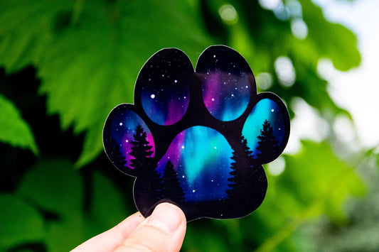 Galaxy Paw Print Die Cut Sticker