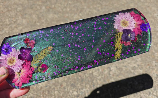 Premade ROUNDED Large Rectangle Floral Tag