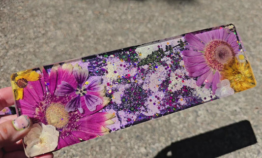 Premade FLAT Large Rectangle Floral Tag