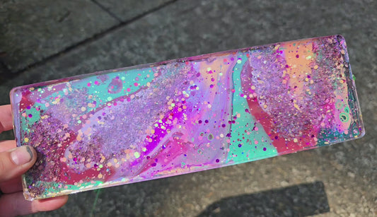 Premade FLAT Large Rectangle Geode Tag